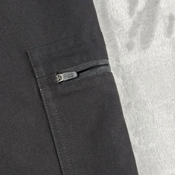 Figs Scrub Pants Womens M Zamora Jogger Petite Black Scrubs Bottom Medical Nurse - Picture 8 of 16